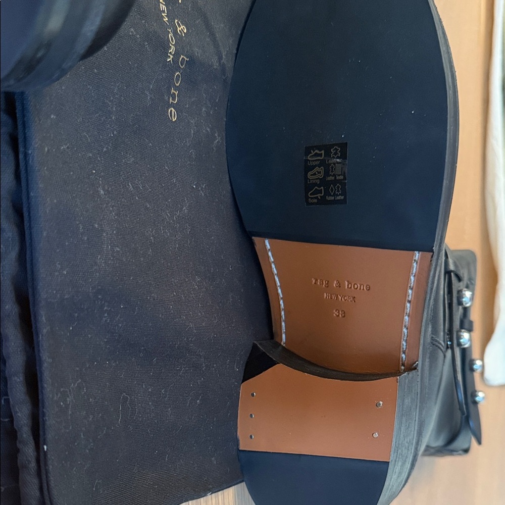 Rag & Bone Black Ankle Boots with Strap Detail - Picture 3 of 8